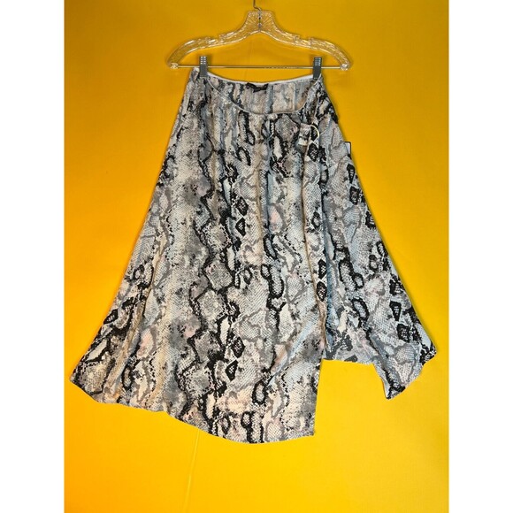 Laundry By Shelli Segal Printed D Ring Midi Skirt Womens S Grey Raven Python NWT - Picture 2 of 9